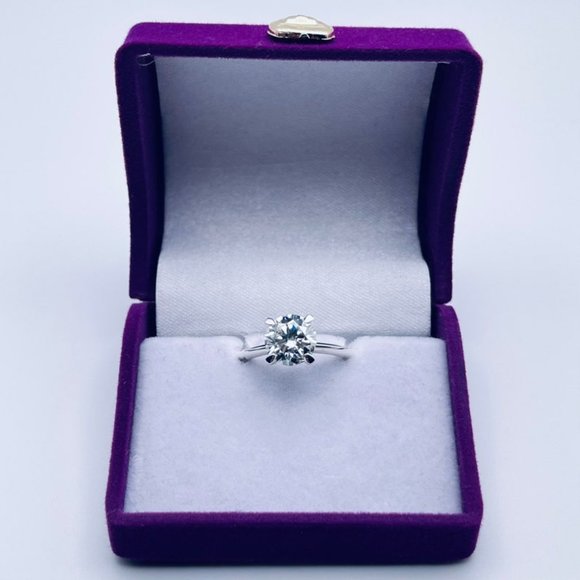 2ct D Round Cut Moissanite 4 Prong Solitaire Ring 14K Gold Plated Size 6 7 7.5 - Picture 9 of 10